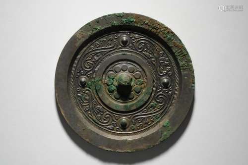 A Four Mystic Beasts Bronze Mirror Han Dynasty
