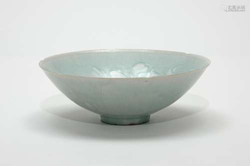 A Lobed Hutian Low Relief Flower Bowl