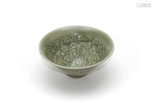 A Yaozhou Ware High Relief Floral Tea Bowl