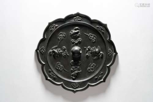 A Lobed Bird and Floral Bronze Mirror Tang Dynasty