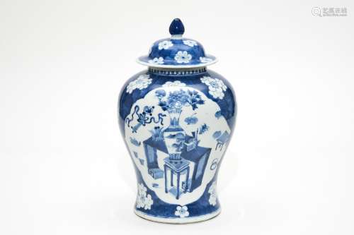 A Blue and White Floral General Tank with Kangxi Mark