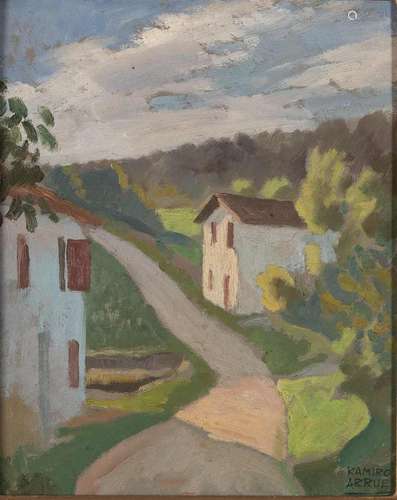 48. Ramiro ARRUE (1892-1971). Chemin en Pays basque. Huile s...