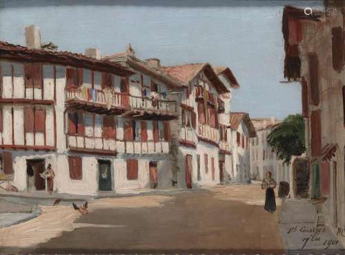 4. Ferdinand CORRÈGES (1844-1904). Ciboure, rue de la Fontai...