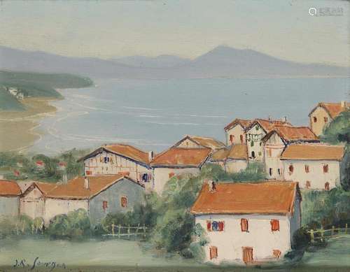 56. Jean Roger SOURGEN (1883-1978).La côte à Hendaye.Huile s...