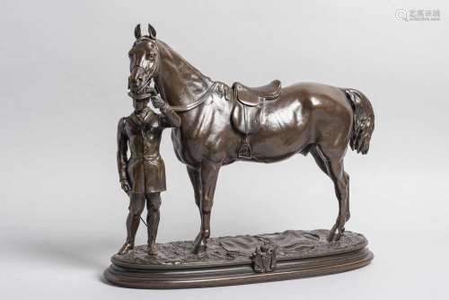 211. Alfred BARYE (1839-1882).Cheval et cavalier (Walter Sco...