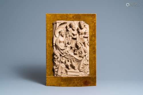 Un relief en albâtre sculpté représentant 'L'adoration des m...