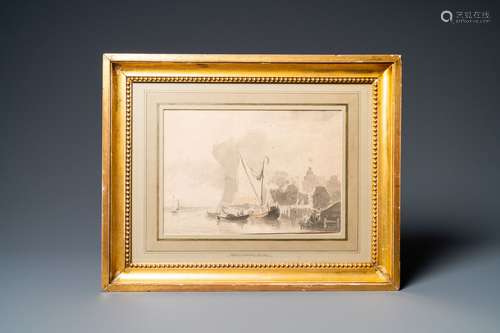 Attr. à Cornelis Springer (1817 - 1891), crayon et aquarelle...