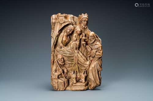 Un relief en albâtre sculpté représentant 'L'adoration des m...