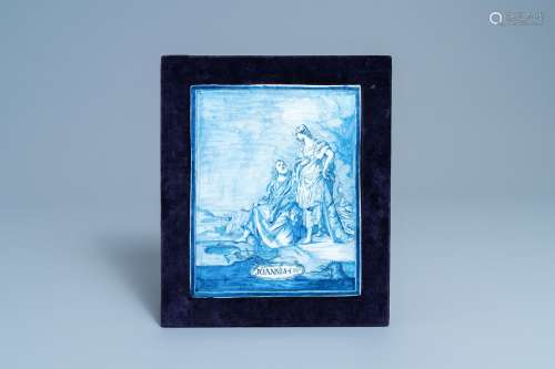 Une plaque en faïence de Delft en bleu et blanc à décor de '...