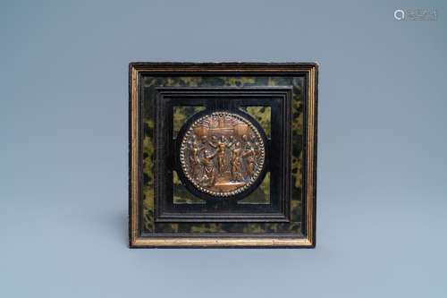 Une plaque en cuivre représentant 'Christ dans le temple', I...