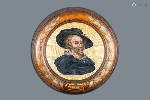 L'auto-portrait de Rubens en mosaïque de verre, signé G. vd ...