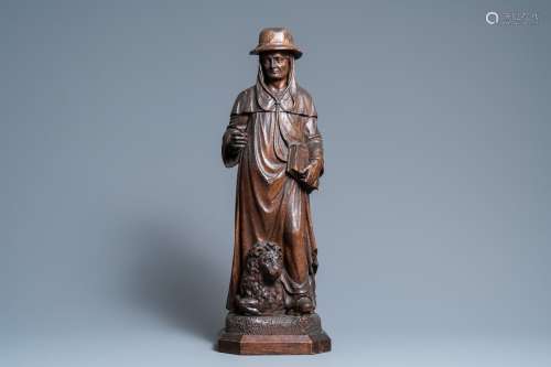 Une statue de Saint Jérôme en chêne sculpté, 16ème