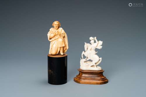 Deux statues en ivoire: Saint Joseph, Espagne, 17ème et Sain...