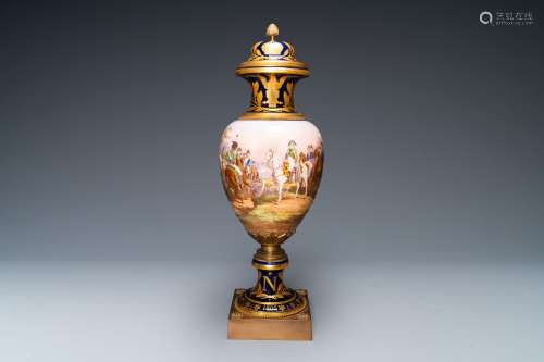 Un grand vase couvert figurant Napoleon en porcelaine dans l...