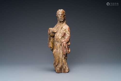 Une statue d'un évangéliste en bois sculpté et polychromé, 1...