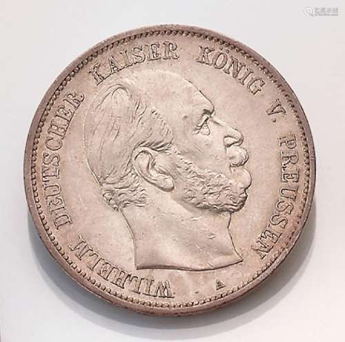 Silver coin, 5 Mark, German Reich, 1876