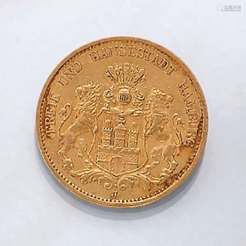 Gold coin, 20 Mark, German Reich, 1878