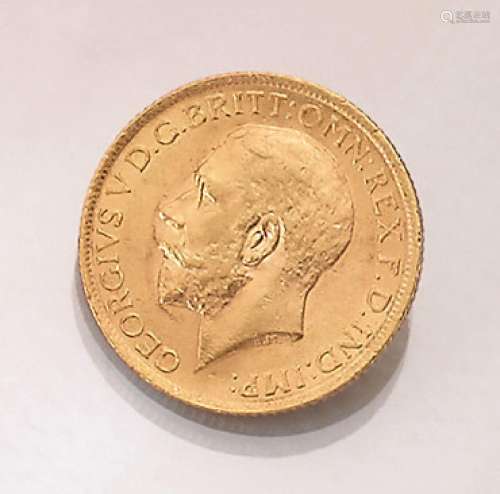 Gold coin, 1 Sovereign, Great Britain, 1915