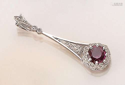 14 kt gold Art-Deco pendant with ruby and diamonds, approx. ...