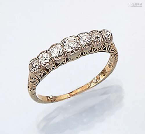 14 kt gold ring with diamonds, 1930s