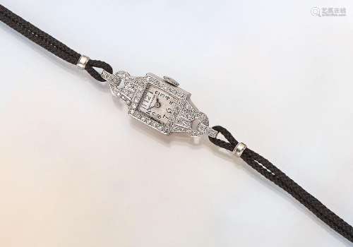 Platinum Art-Deco-wristwatch with diamonds