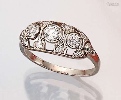 14 kt gold Art-Deco ring with diamonds