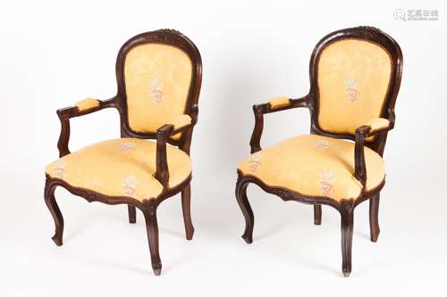 A pair of Louis XV style fauteuils