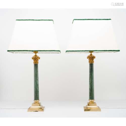 A pair of column lamps