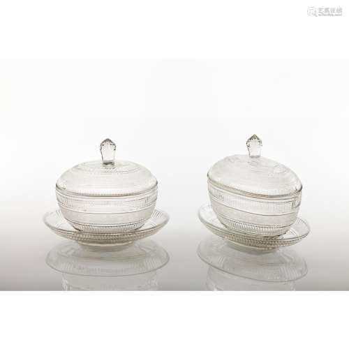 A pair of compote bowls with tray