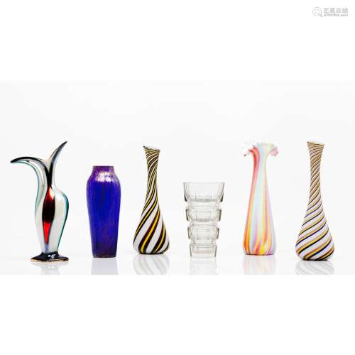 A group of six vases