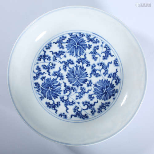 Daoguang blue and white plate in Qing Dynasty