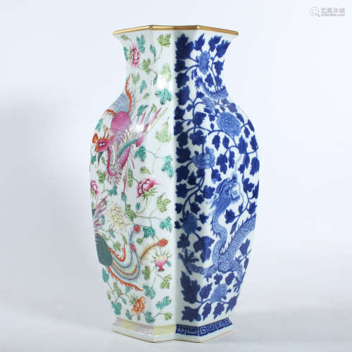 Qing Dynasty Qianlong pastel blue and white bottle