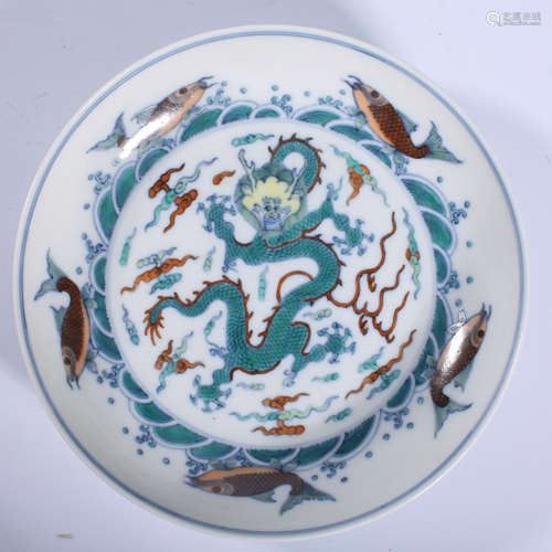 Yongzheng doucai plate in Qing Dynasty