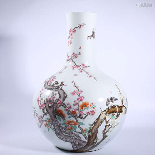 Qing Dynasty Qianlong pastel celestial vase