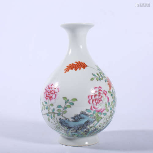 Qing Dynasty Yongzheng pink jade pot spring bottle