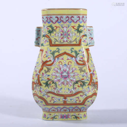 Qing Dynasty Qianlong pastel double ear bottle