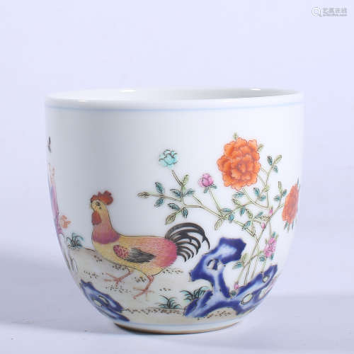 Qing Dynasty Qianlong pastel chicken jar cup