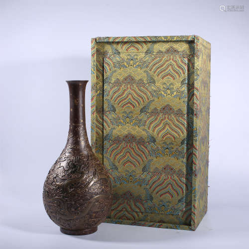 Ancient bronze glazed gall vase of Qianlong in Qing Dynasty
