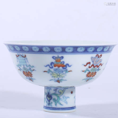 Qianlong pastel high foot bowl in Qing Dynasty
