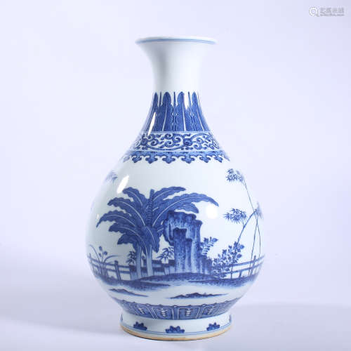 Qing Dynasty Qianlong blue and white jade pot spring bottle
