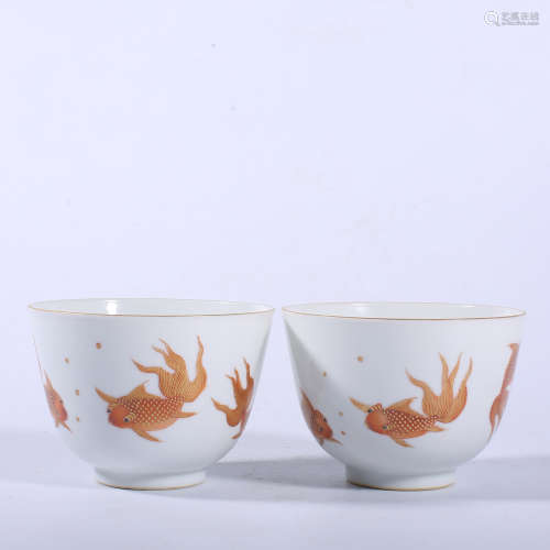 A pair of small pink cups in Guangxu of Qing Dynasty