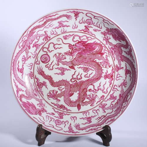 Qianlong red dragon pattern market in Qing Dynasty