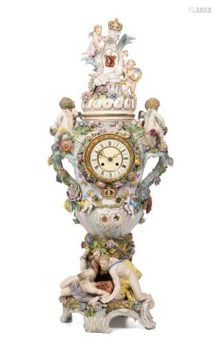 A monumental Meissen-style relief-decorated porcelain