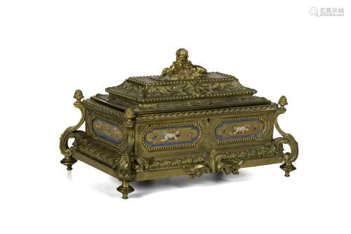 A French Second Empire gilt-bronze and porcelain casket