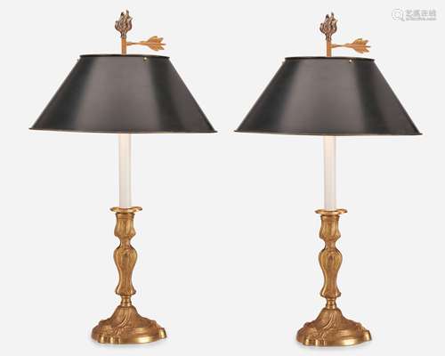 A pair of French Bouillotte-style table lamps