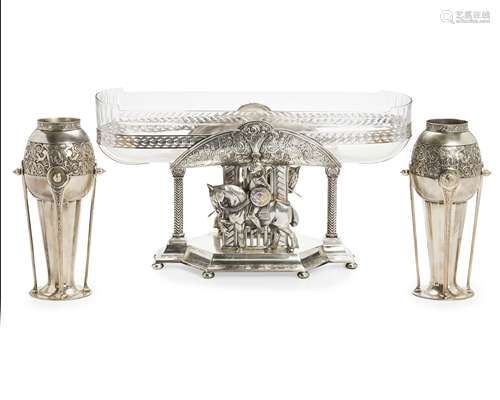 A WMF Art Nouveau Gothic-style silver plate centerpiece