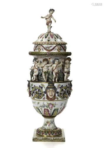 A large Capodimonte urn