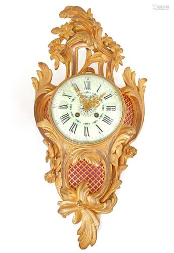 A French Louis XVI-style cartel wall clock retailed by