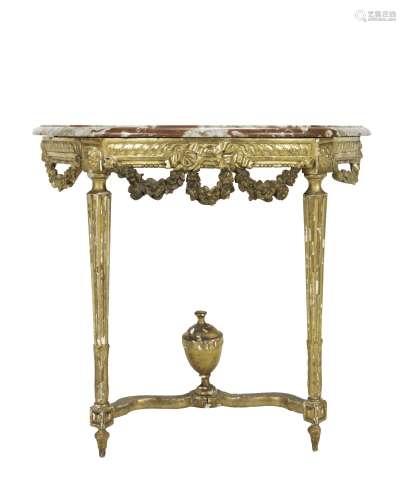 A French Louis XVI-style carved giltwood demi lune