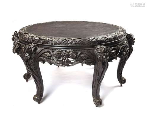 A Japanese carved wood table